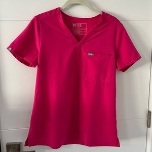 Figs Women’s Catarina One-Pocket Scrub Top in Shocking Pink Size XS
